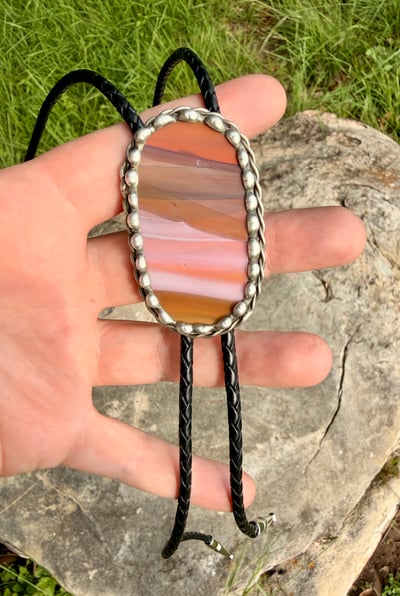 Image of Painted Jasper Glass Bolo Tie — Salvaged Barn Glass