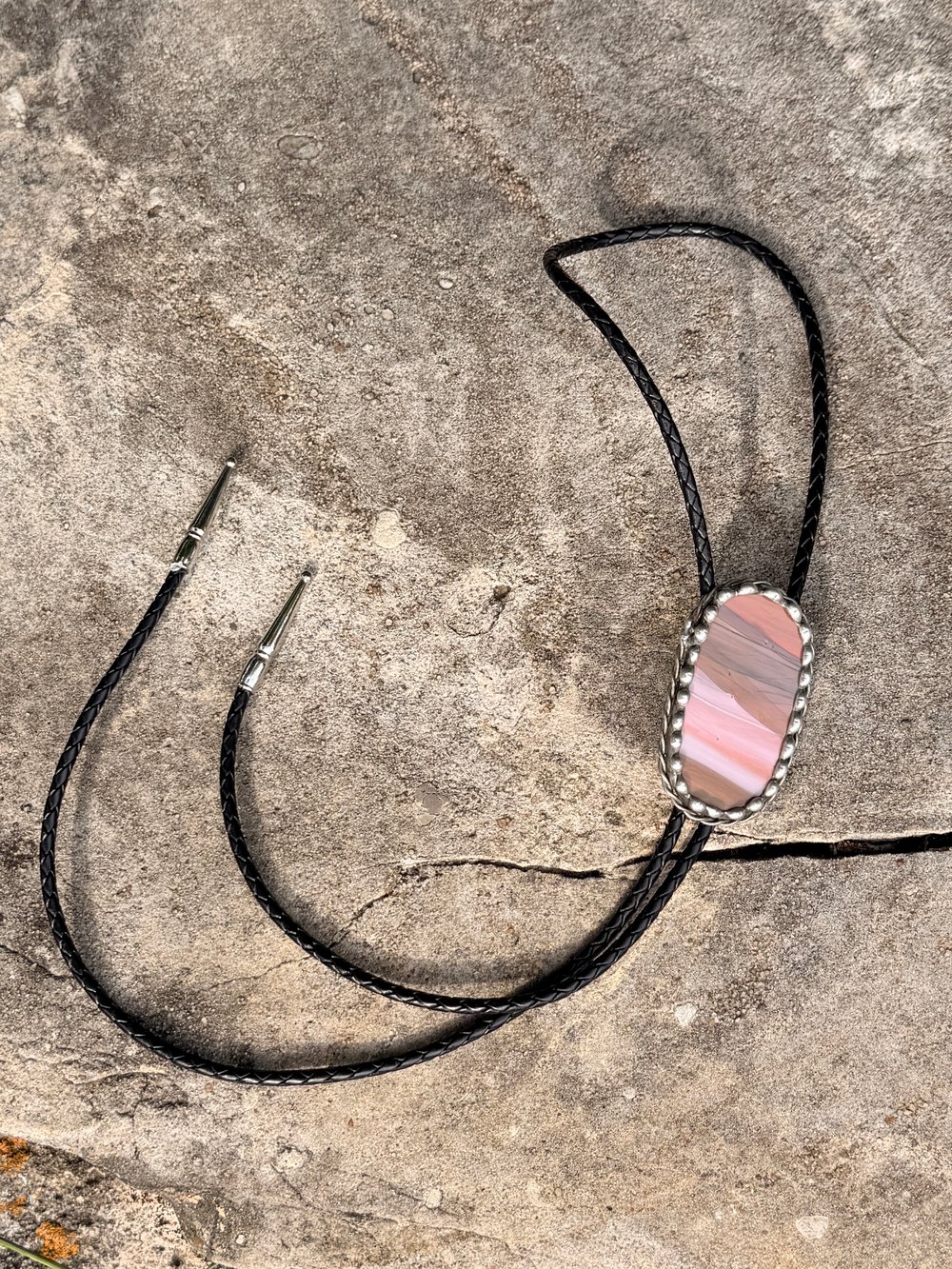 Image of Painted Jasper Glass Bolo Tie — Salvaged Barn Glass