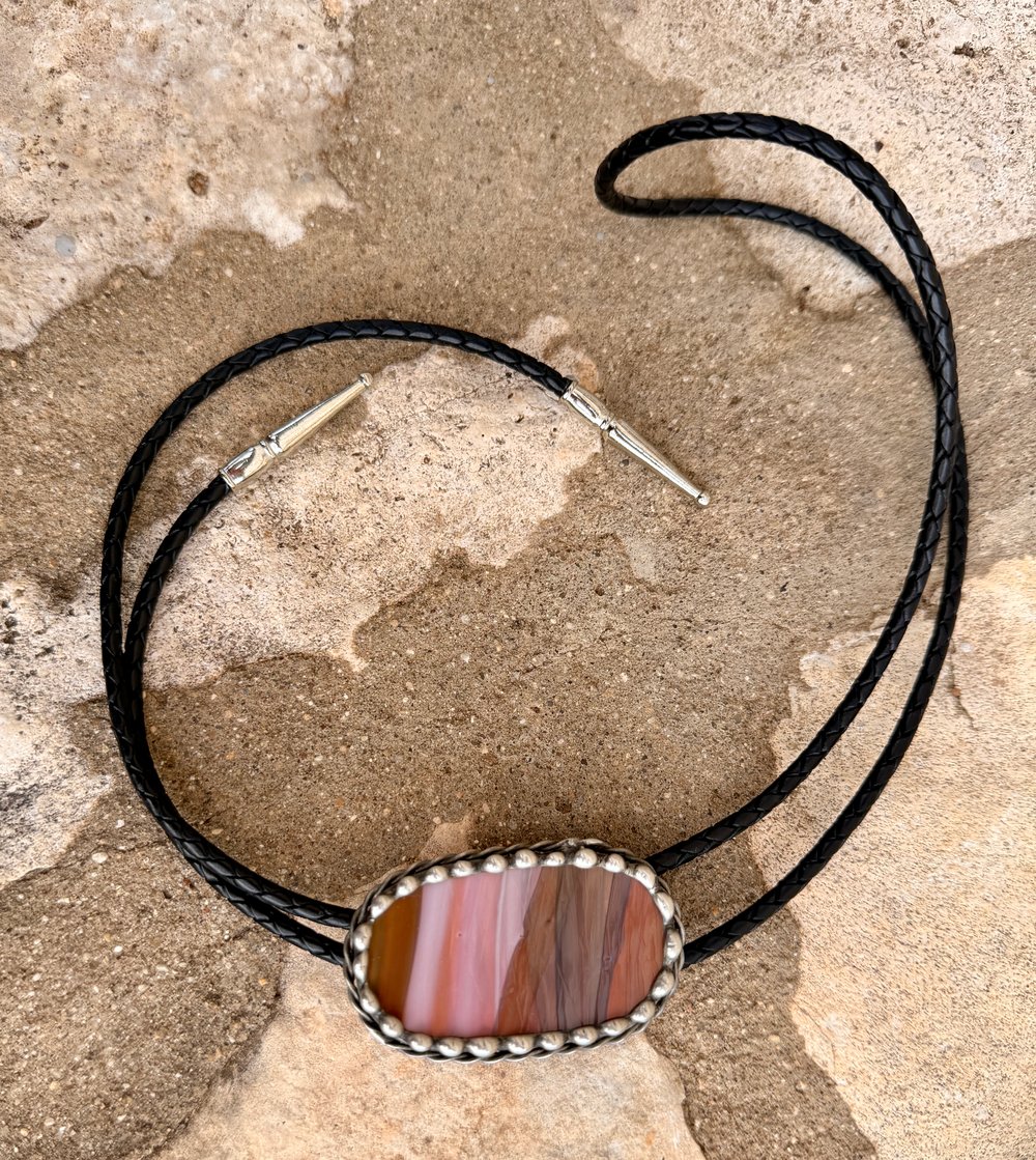 Image of Painted Jasper Glass Bolo Tie — Salvaged Barn Glass