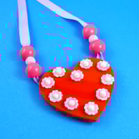 Image 5 of Flowery Beaded Heart Necklaces