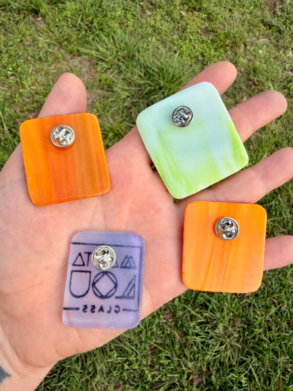 Image of MLG Glass Pin — Kiln Fired Stained Glass Logo Pin