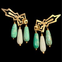 Image 1 of AZTECAH Earring Grande · Grass Agate · Green