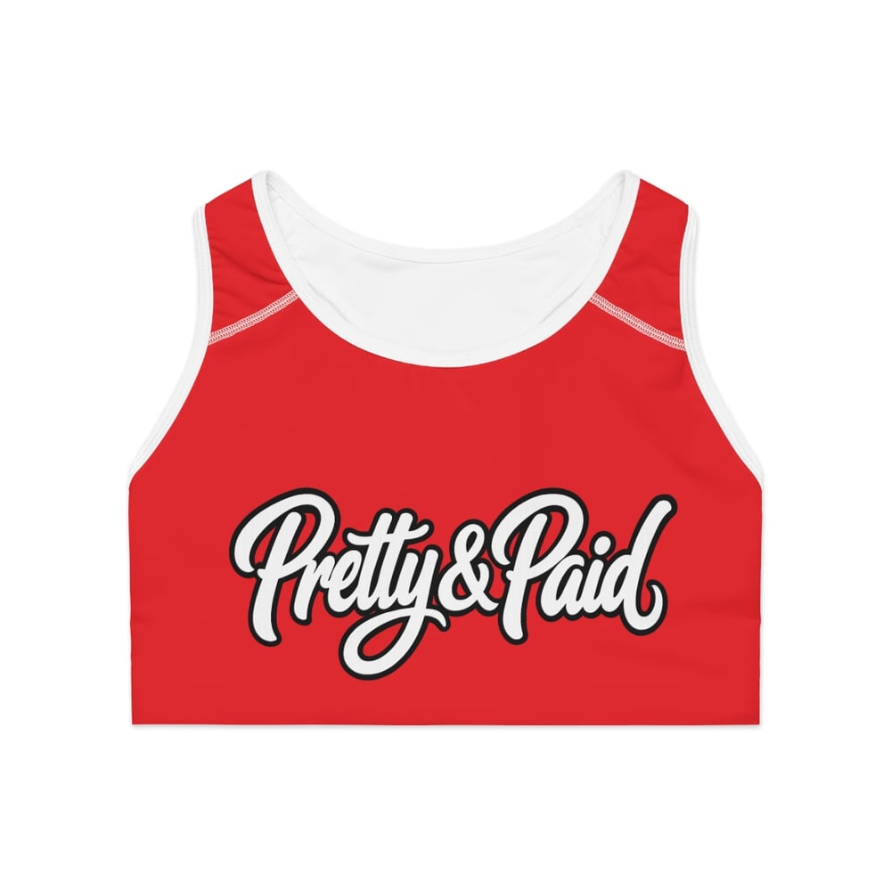 Image of Pretty & Paid Sports Bra — Trendy Red Graphic Activewear-edf97643