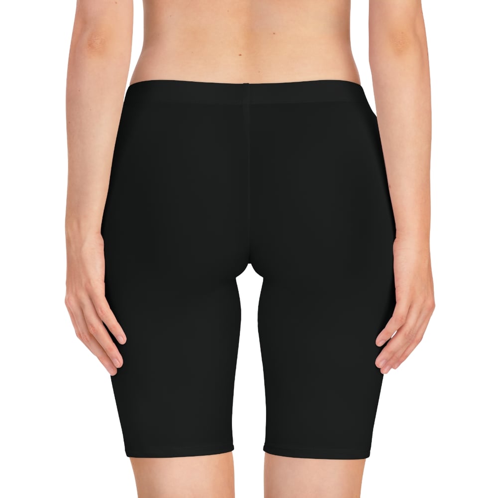 Image of Pretty & Paid Women's Bike Shorts — Black Graphic Cycling Shorts-b0950c9a