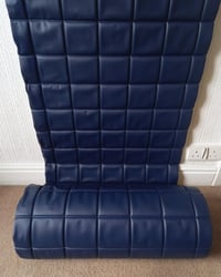 1970s Vintage Padded Wallcovering - Navy Blue Quilted Cushioned Vinyl Caravan - (Single Roll) – detail view 2