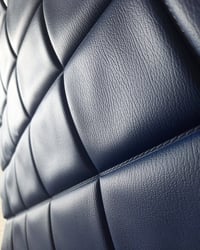 1970s Vintage Padded Wallcovering - Navy Blue Quilted Cushioned Vinyl Caravan - (Single Roll) – detail view 5