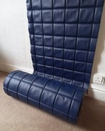 1970s Vintage Padded Wallcovering - Navy Blue Quilted Cushioned Vinyl Caravan - (Single Roll) thumbnail 1