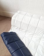 1970s Vintage Padded Wallcovering - Navy Blue Quilted Cushioned Vinyl Caravan - (Single Roll) thumbnail 8