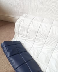 1970s Vintage Padded Wallcovering - Navy Blue Quilted Cushioned Vinyl Caravan - (Single Roll) – detail view 8