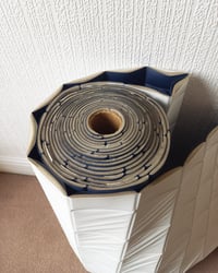 1970s Vintage Padded Wallcovering - Navy Blue Quilted Cushioned Vinyl Caravan - (Single Roll) – detail view 11