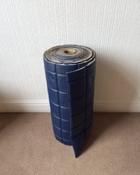 1970s Vintage Padded Wallcovering - Navy Blue Quilted Cushioned Vinyl Caravan - (Single Roll) – detail view 13
