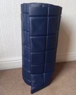 1970s Vintage Padded Wallcovering - Navy Blue Quilted Cushioned Vinyl Caravan - (Single Roll) thumbnail 14