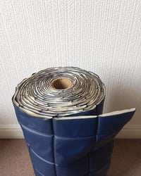 1970s Vintage Padded Wallcovering - Navy Blue Quilted Cushioned Vinyl Caravan - (Single Roll) – detail view 15