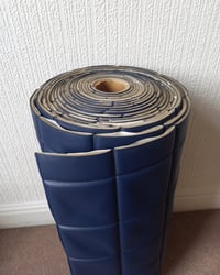 1970s Vintage Padded Wallcovering - Navy Blue Quilted Cushioned Vinyl Caravan - (Single Roll) – detail view 16