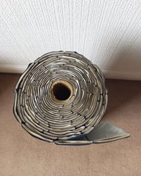 1970s Vintage Padded Wallcovering - Navy Blue Quilted Cushioned Vinyl Caravan - (Single Roll) – detail view 17