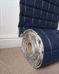 1970s Vintage Padded Wallcovering - Navy Blue Quilted Cushioned Vinyl Caravan - (Single Roll) – detail view 18