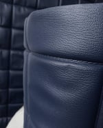 1970s Vintage Padded Wallcovering - Navy Blue Quilted Cushioned Vinyl Caravan - (Single Roll) thumbnail 7