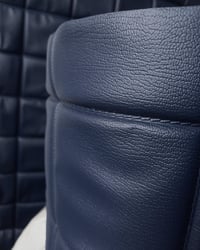 1970s Vintage Padded Wallcovering - Navy Blue Quilted Cushioned Vinyl Caravan - (Single Roll) – detail view 7