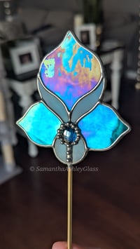 Image 4 of Art Nouveau Plantstake - Iridescent Blue