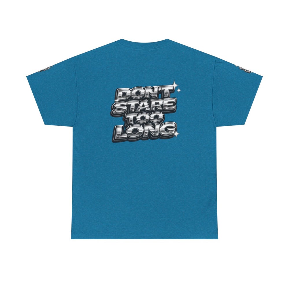Image of Unisex Graphic Tee — "FINE SHYT" Front / "DON'T STARE TOO LONG" Back Chrome Text is