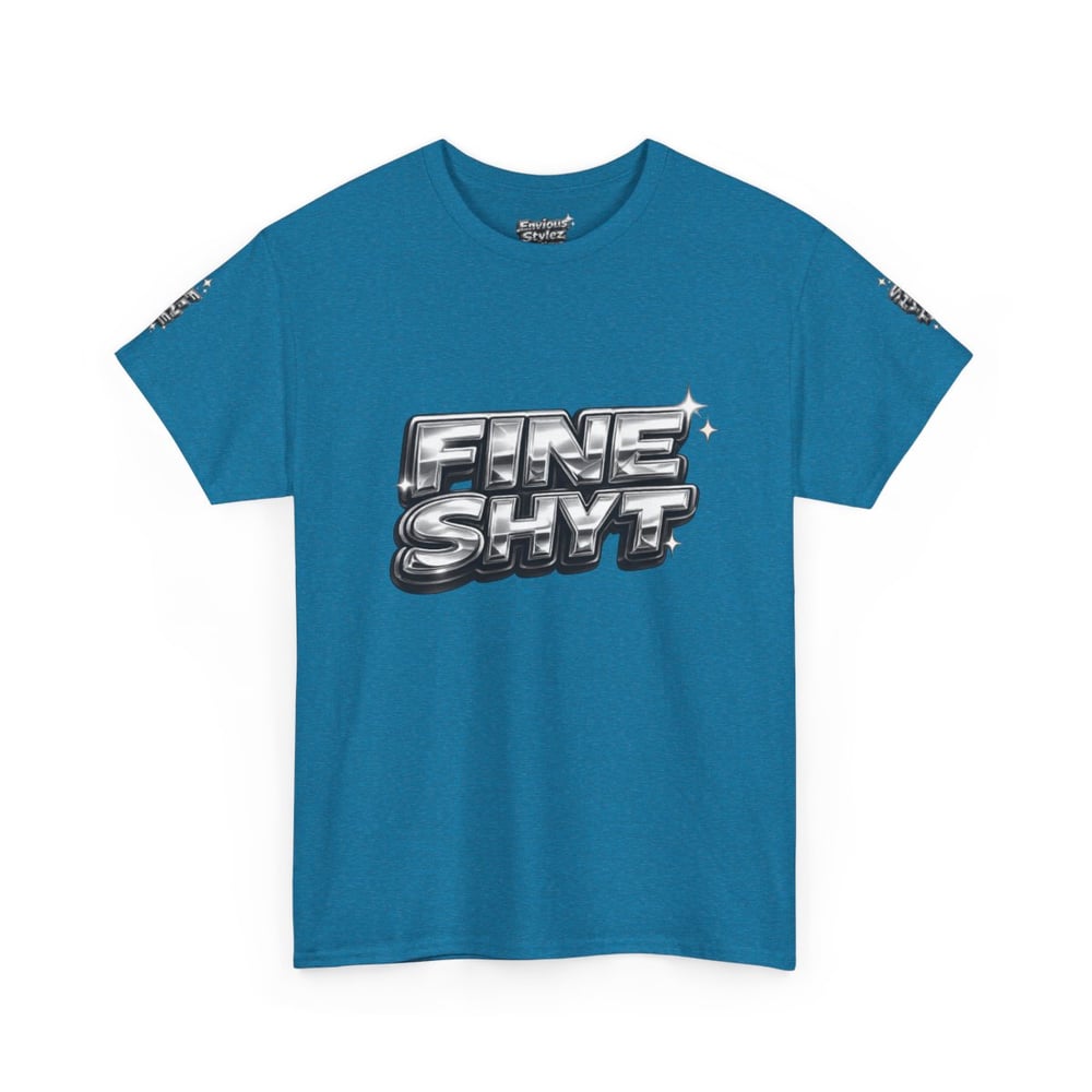 Image of Unisex Graphic Tee — "FINE SHYT" Front / "DON'T STARE TOO LONG" Back Chrome Text is