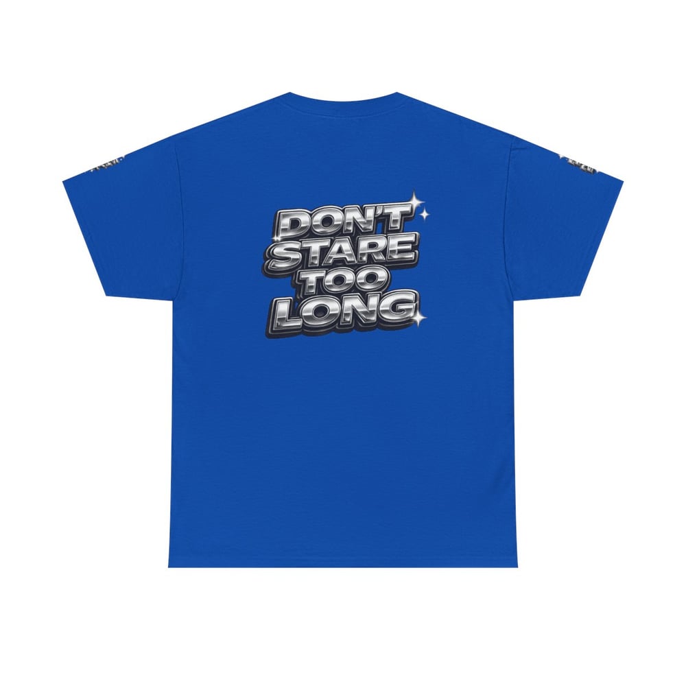 Image of Unisex Graphic Tee — "FINE SHYT" Front / "DON'T STARE TOO LONG" Back Chrome Text is