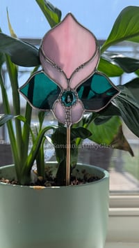Image 2 of Art Nouveau Plantstake - Pink and Green