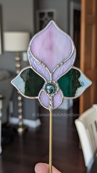 Image 3 of Art Nouveau Plantstake - Pink and Green