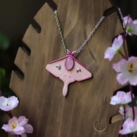 Image 1 of Luna Moth necklace with rose quartz (pink)