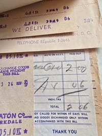 Image 2 of Vintage Receipt Ephemera Bundle Hotel Bills Retail Slips Paper Pack for Collage Craft