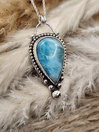 Image 2 of Beaded Larimar Inverted Drop