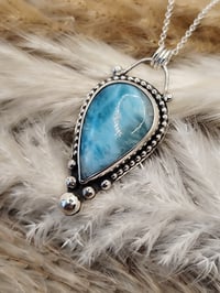 Image 4 of Beaded Larimar Inverted Drop