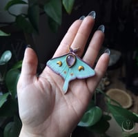 Image 3 of Luna Moth necklace with amethyst