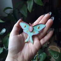 Image 3 of Luna Moth necklace with rose quartz