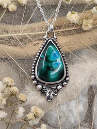 Image 1 of Beaded Malachite & Leaf