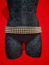 Black Leather Belt with four row tall Silver Cone Studs