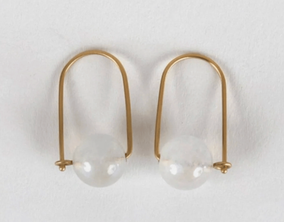 14 kt and Aquamarine, Moonstone or Pearl Earrings - Image 4 of 5
