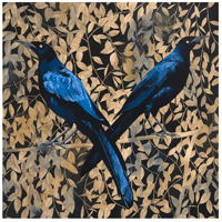 Image 1 of Double Grackle Eclipse by Carly Weaver - Mounted Fine Art Print on Wood