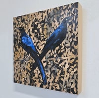Image 2 of Double Grackle Eclipse by Carly Weaver - Mounted Fine Art Print on Wood