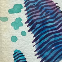 Image 3 of Original Framed Watercolor - Blue Mushrooms