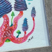 Image 2 of Original Framed Watercolor - Blue Mushrooms