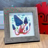 Image 1 of Original Framed Watercolor - Blue Mushrooms