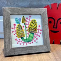 Image 1 of Original Framed Watercolor - Yellow Mushrooms