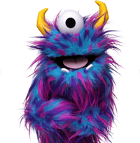 The CYCLOPS Critter Monster Puppet in Blue and Pink