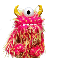 The CYCLOPS Critter Monster Puppet in Pink with Yellow Spikes