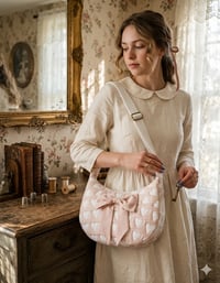 Image 1 of Upcycled Heart Quilt Crescent Bag 