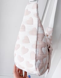Image 4 of Upcycled Heart Quilt Crescent Bag 
