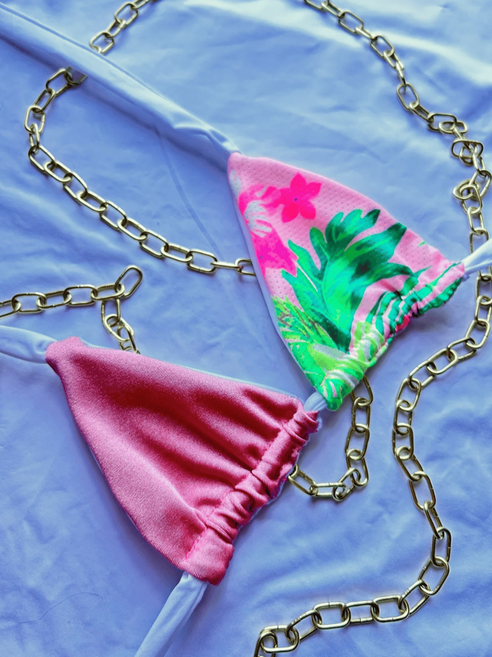Image of the rose garden floral reversible bikini top