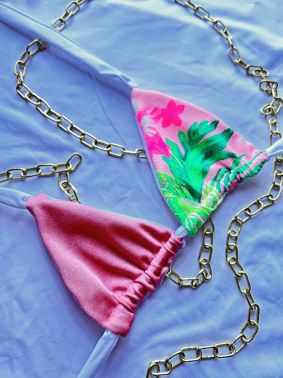 Image of the rose garden floral reversible bikini top
