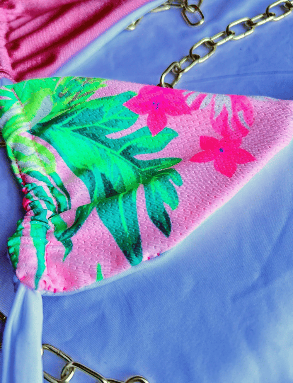 Image of the rose garden floral reversible bikini top